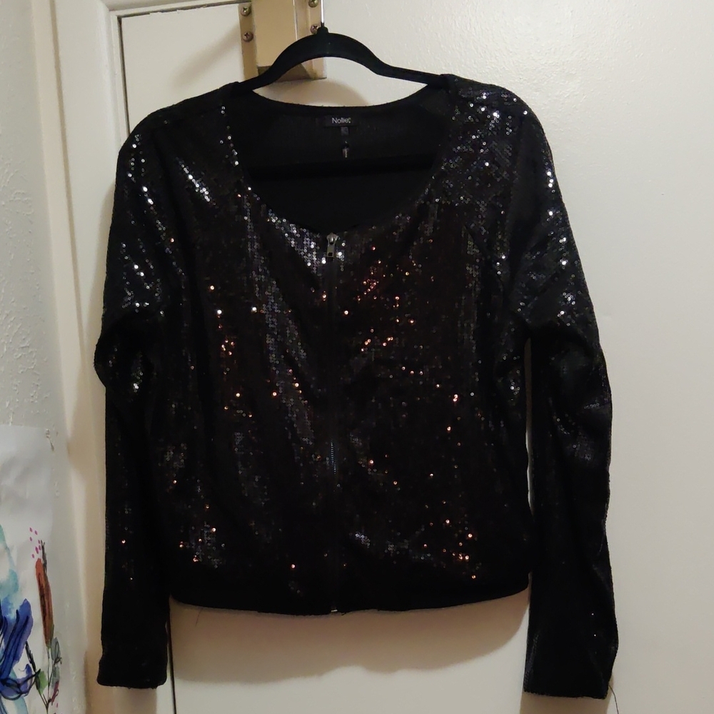 Nollie Shimmering Black Sequin Sweater